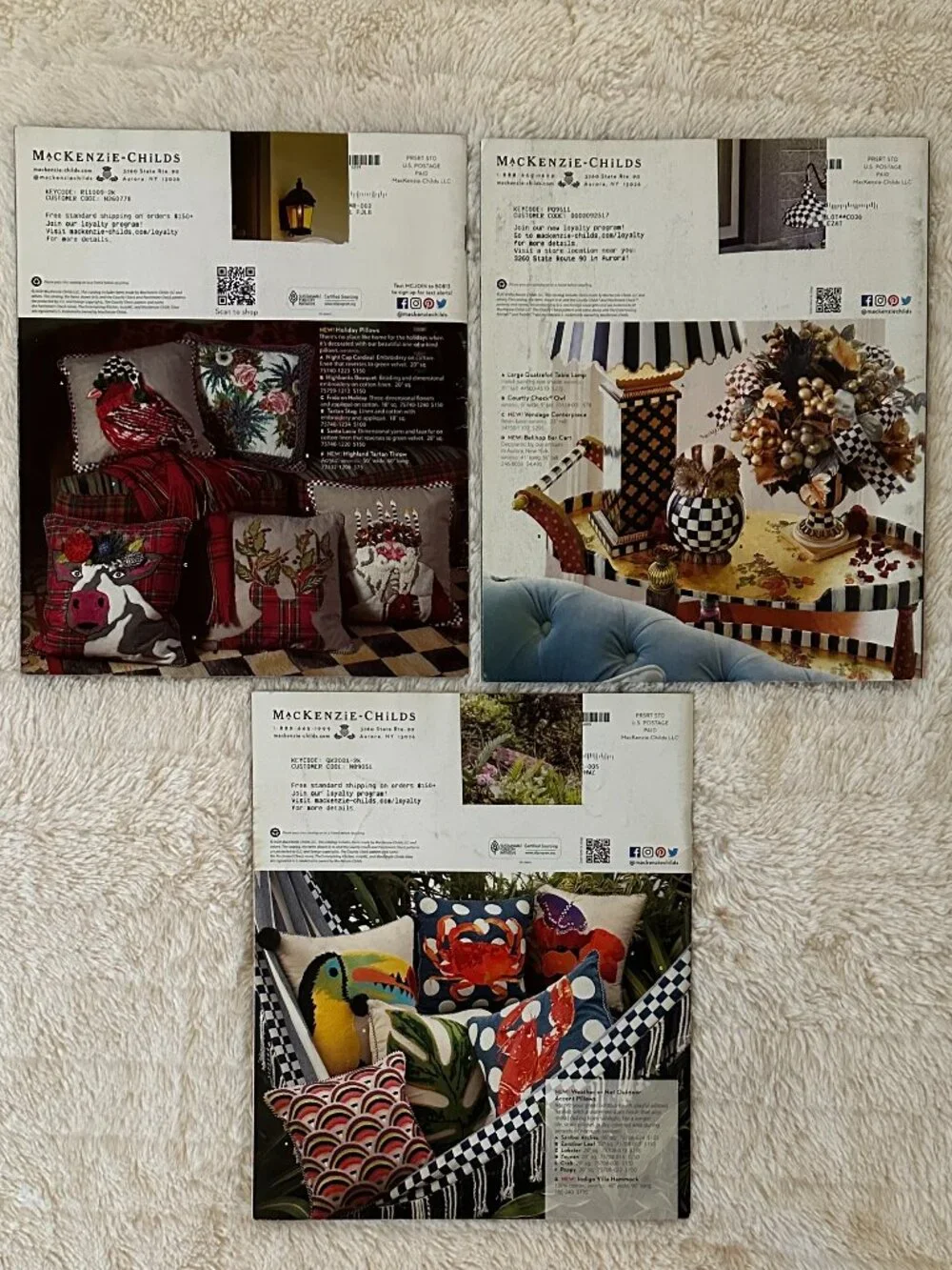 MacKenzie-Childs Holiday Catalogs Lot of 3 - Christmas, Fall & Summer Home Decor
